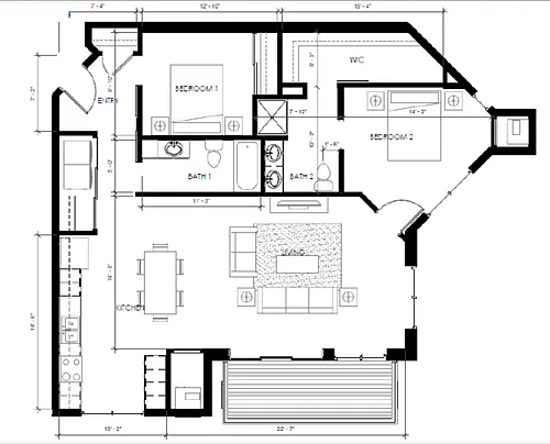 Floor plan 2BR-A