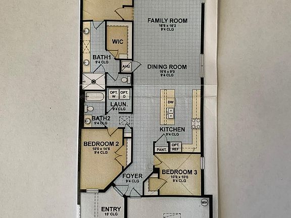 1646 square feet living space with 3 bedrooms and 2 baths + 2 car garage and covered porch.