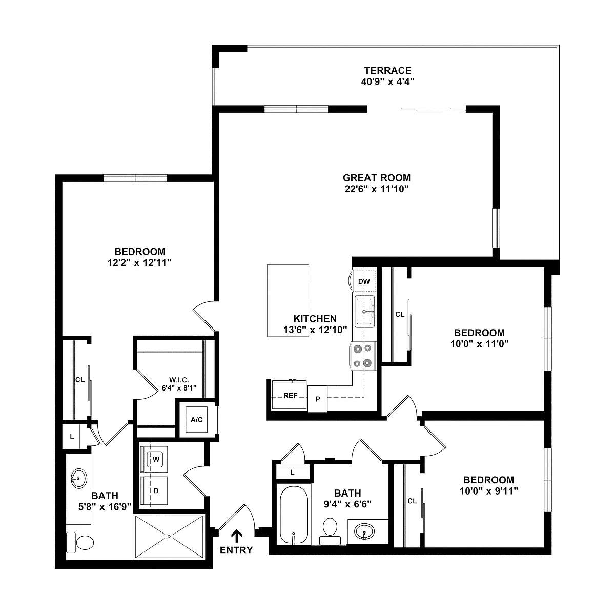 Floor plan 3 Bed/2 Bath-C1