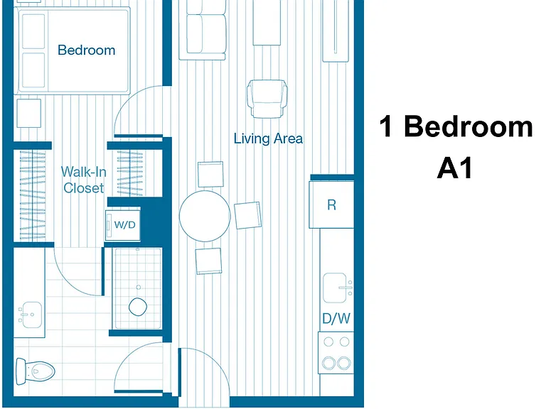 1 Bedroom Layout: A1 1 Bedroom Layout: A1