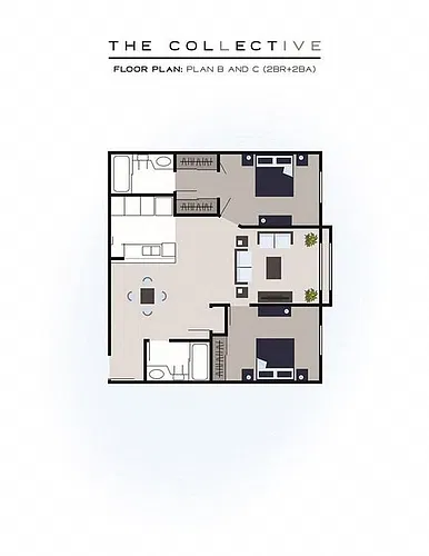 Floor plan 2 Bedroom, 2 Bath C
