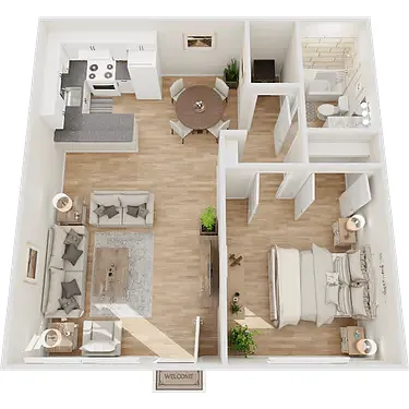 Floor plan One Bedroom one bath