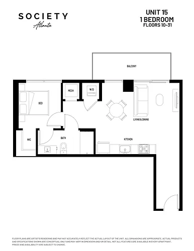 Floor plan 1 Bed - A2