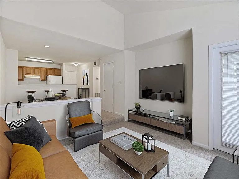 Classic open concept living room at The Crossings at Russett in Laurel, MD