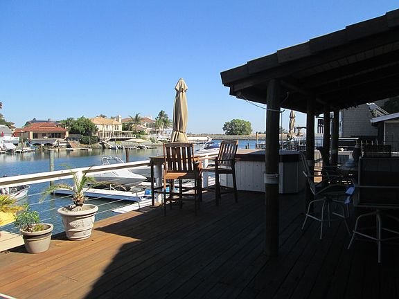 large deck, covered bar area