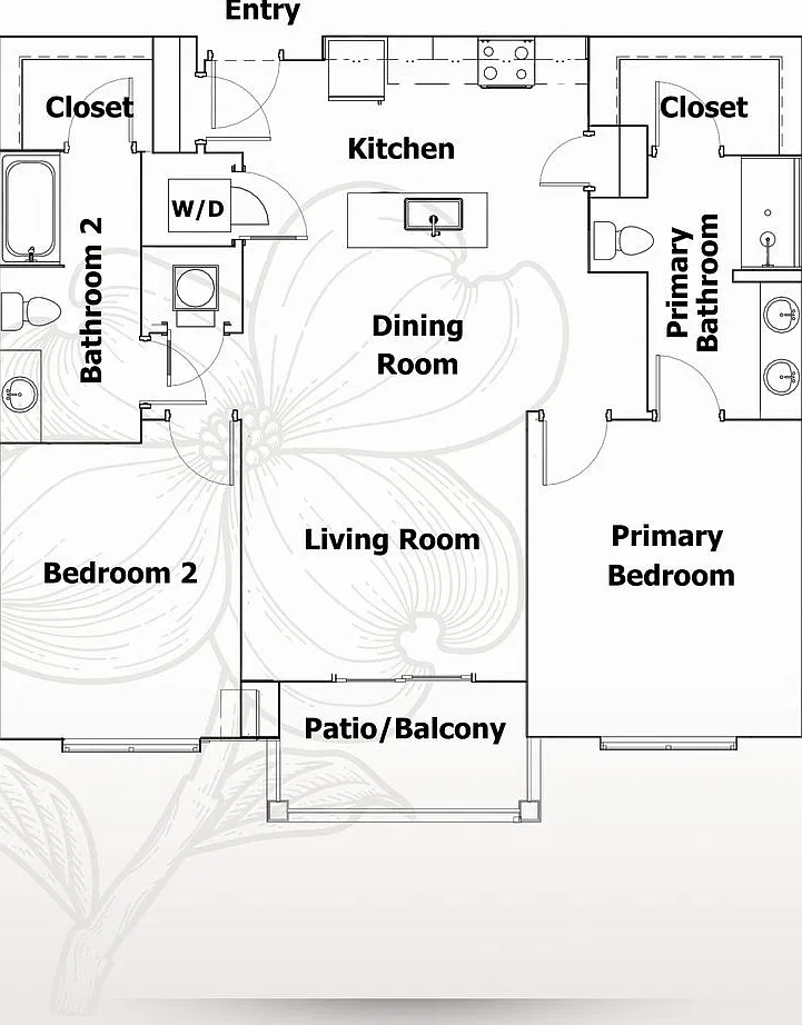 The Dogwood | 2 Bed 2 Bath | 1117 sf | $1885 — Photo 2