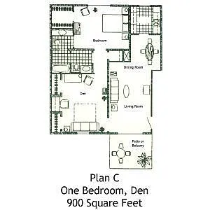 Floor plan 1 Bed 1.5 Bath (C)