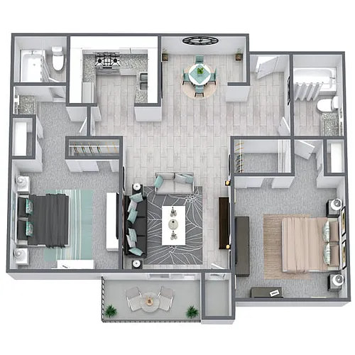 Floor plan B3: 2 Bed 2 Bath