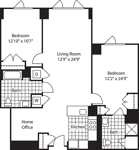 Floor plan 2 Bed (North)- 1204