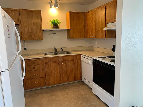 Kitchen, new refrigerator and dishwasher.