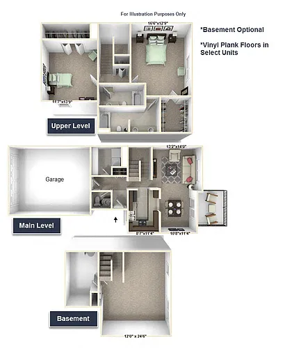 Floor plan Trillium with Basement Townhome