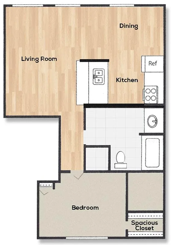 Floor plan 1 Bedroom 1 Bath
