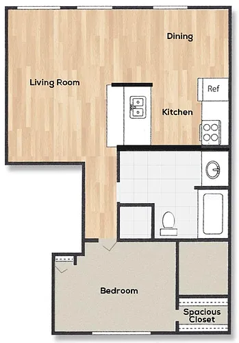 Floor plan 1 Bedroom 1 Bath