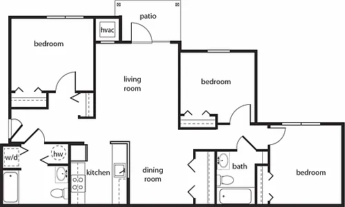 Floor plan Three-Bedroom
