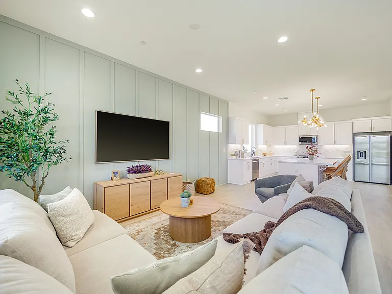 No expenses were spared with this oversized couch that turns into a full-size sofa sleeper!