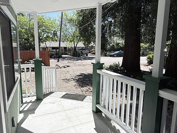 View across the patio towards the cul-de-sac