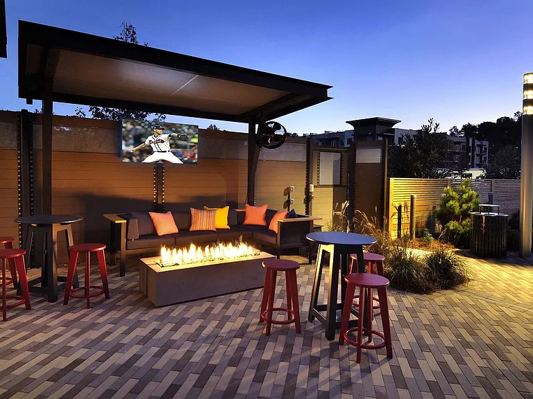 Relax at our poolside firepit lounge.