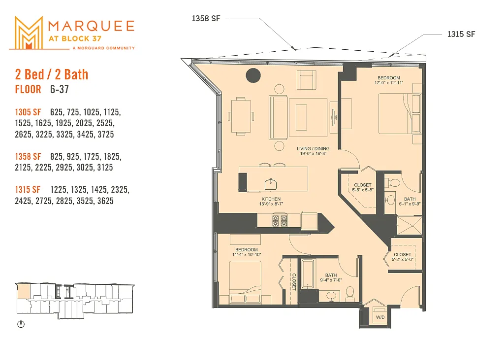 Floor plan 2 Bedroom x 25