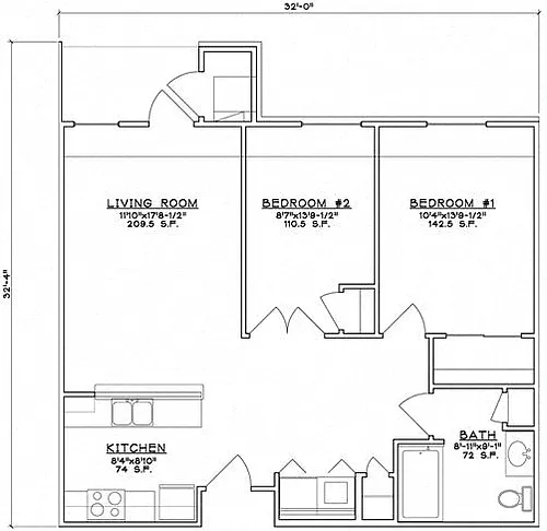 Floor plan 2 Bedroom Unit
