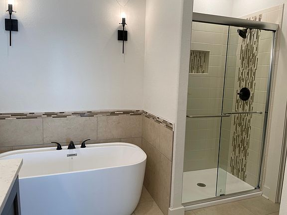 Master bath shower and freestanding tub