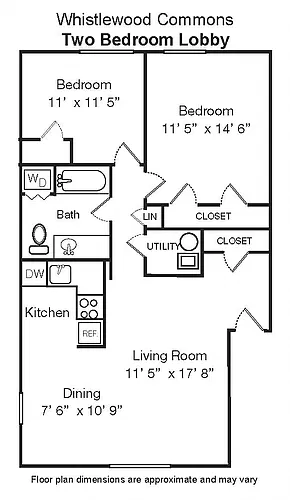 Floor plan 5 Room 2 Bedroom Lobby