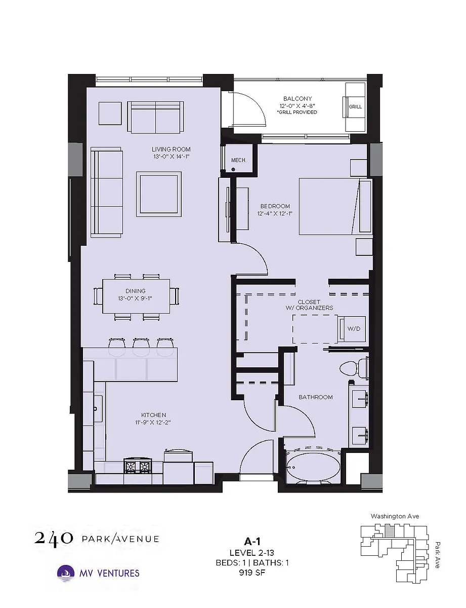 Floor plan $1.84/sq.ft. - One Bedroom A-1
