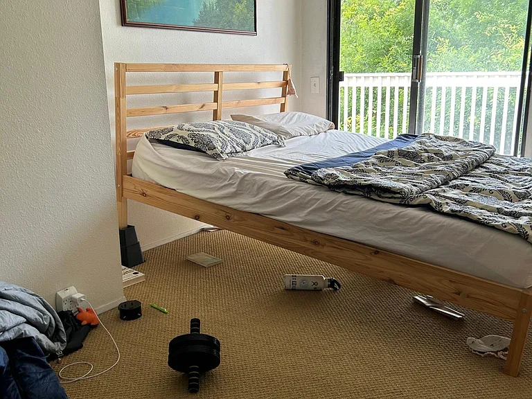 Bright upstairs bedroom with private balcony