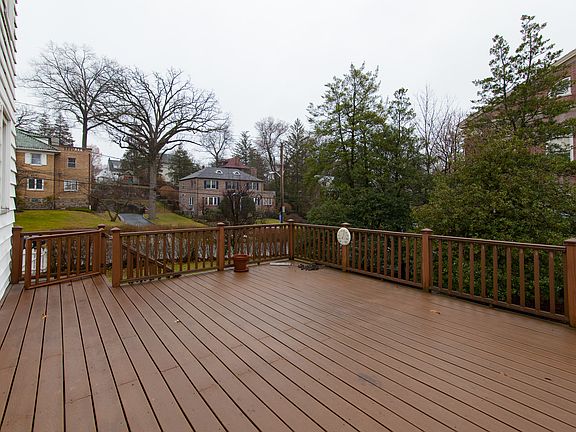 Deck overlooking backyard