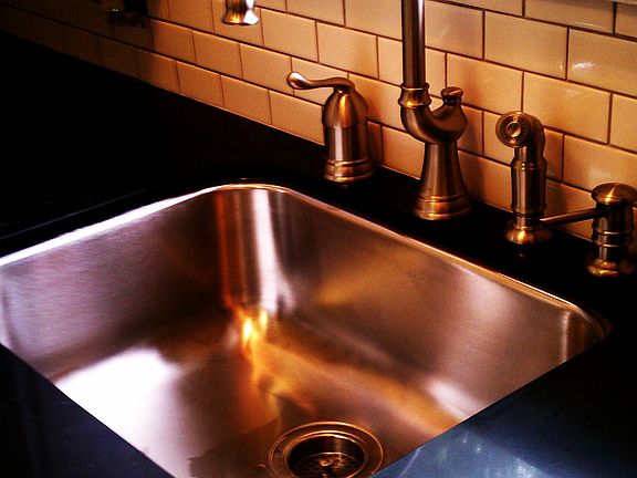 New quartz counter + sink.