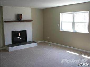 Family room with wood burning fireplace