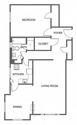 Floor plan 1 Bed, 1 Bath