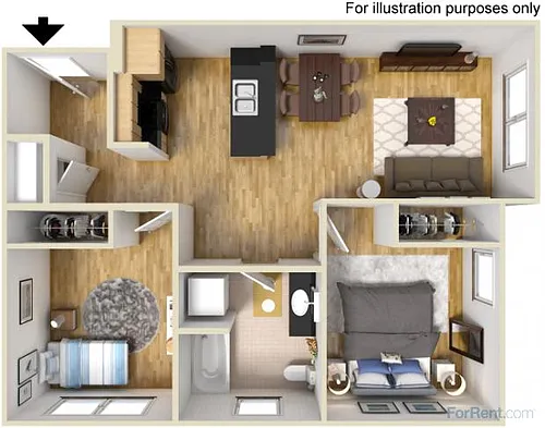Floor plan Two Bedroom One Bath