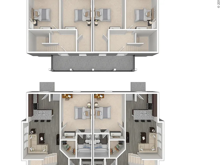3 Bed Duplex Upper Deck 3D Floorplan 3 Bed Duplex Upper Deck 3D Floorplan