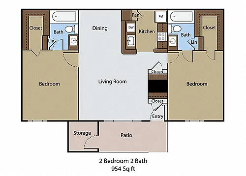 Floor plan 2 BR 2 BA