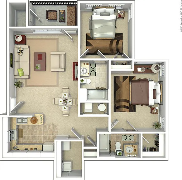 2 bed 2 bath floor plan
