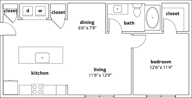 A1 1 Bedroom Floor Plan A1 1 Bedroom Floor Plan