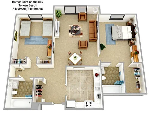 Floor plan 2 Bedroom 2 Bathroom Mingle
