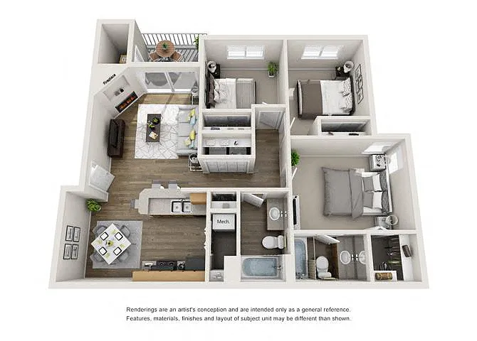 Floor plan Three Bedroom, Two Bathroom Classic