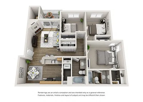 Floor plan Three Bedroom, Two Bathroom Classic