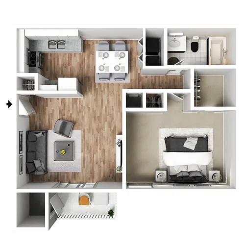 Floor plan 1 x 1 Lexington