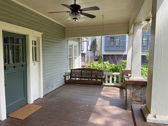 Rocking chair front porch looking out over the Eastside Trolley Line Trail