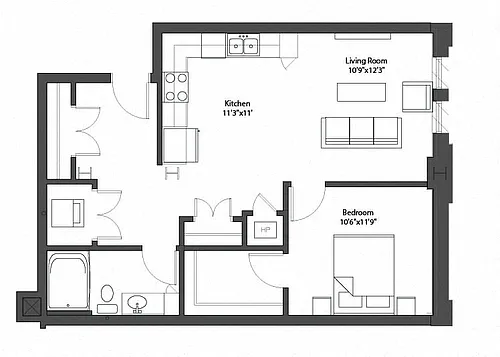 Floor plan BrewHouse Loft 221