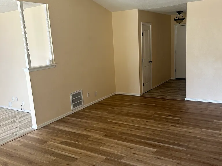 Front door entryway and living room