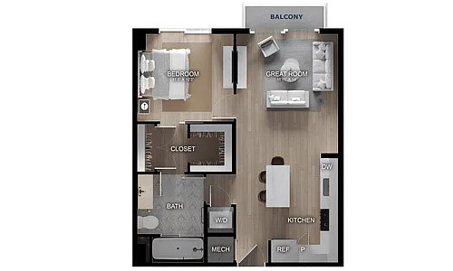 Floor plan 1 Bed/1 Bath-A1