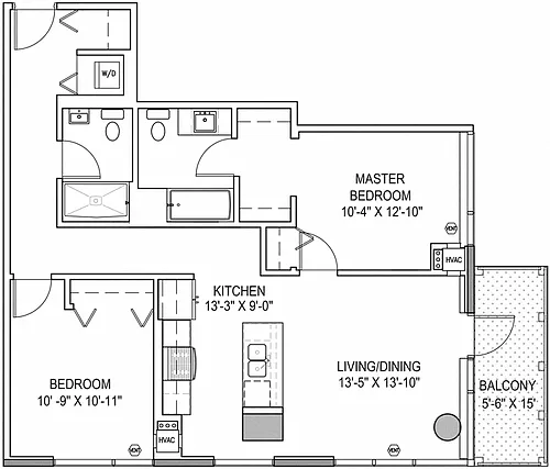 Floor plan Two Bedroom b1