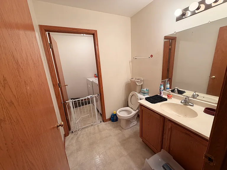 Half bath with washer dryer on the first floor