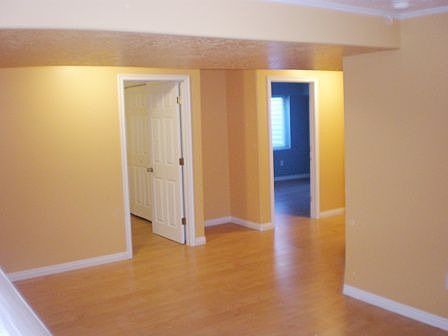 Downstairs Family Room with hardwood floors