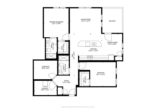 Floor plan 2 BR with den