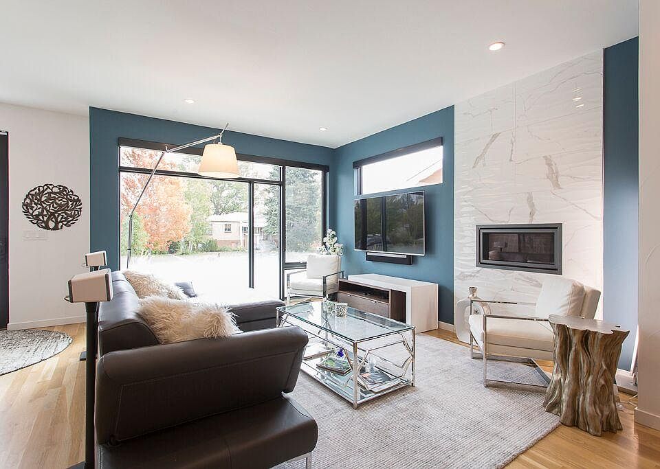 Spacious Living Room with Fireplace