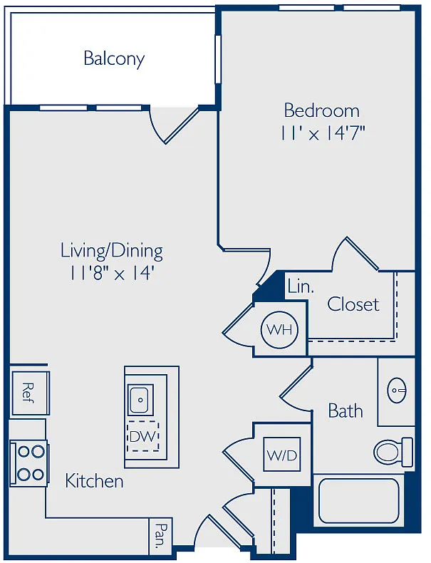 Floor plan 1 Bed 1 Bath A1I